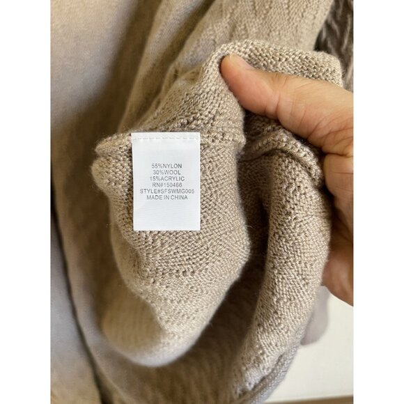 Magnolia Grace Wool Blend Light Brown Tan Open Cardigan Sweater Size Medium - Picture 6 of 6